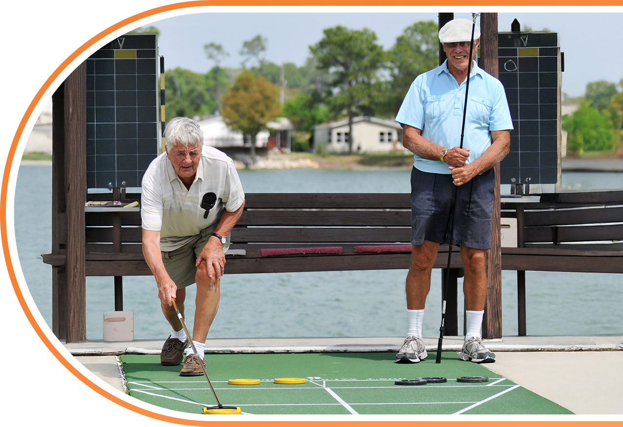 Residents enjoying pickleball at Alamo RV Park